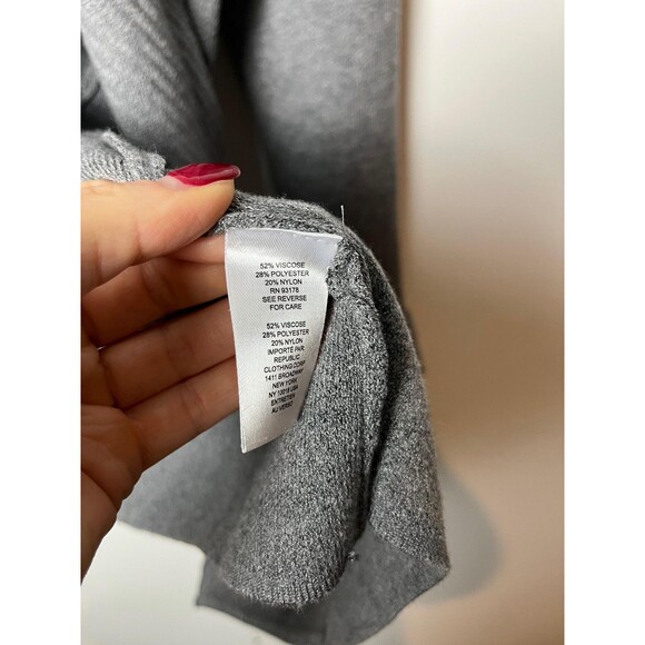 Tahari Sweater Womens Medium Gray Open Front Cardigan Shawl Collar Pockets Knit - Picture 4 of 7